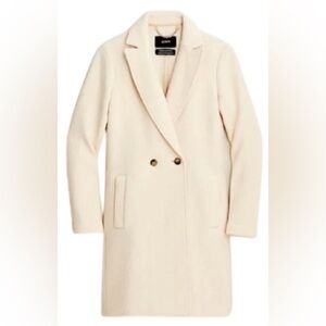 J. Crew Ivory Double-Breasted Wool Pea Coat
